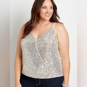 Maurices Gold Sequin V-Neck Cami Top